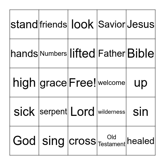 Color in the square when you hear each word Bingo Card