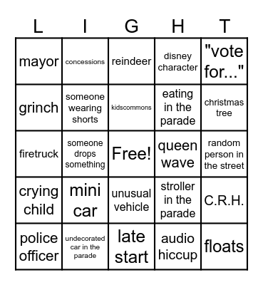 Midwest Parade Bingo Card