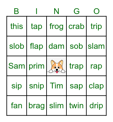 SPIRE1: CVC & CCVC- short a, i, o Bingo Card