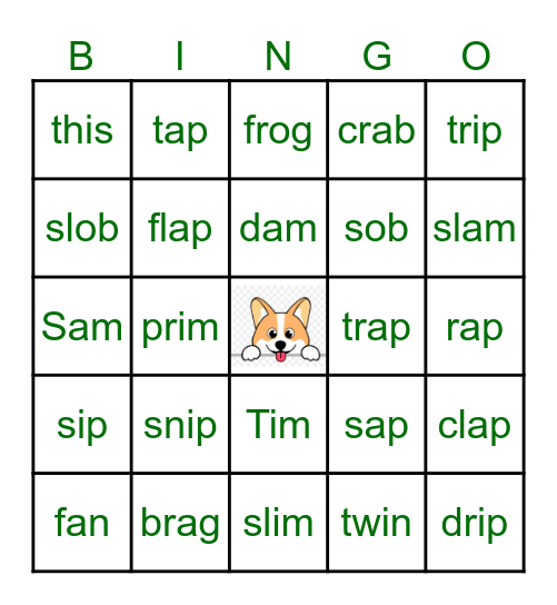 SPIRE1: CVC & CCVC- short a, i, o Bingo Card