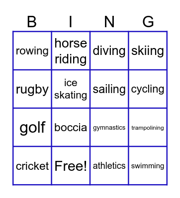 sports Bingo Card