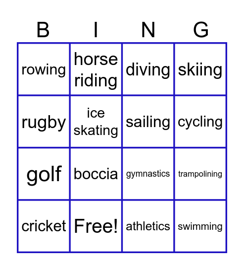 sports Bingo Card