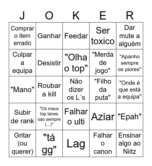 Bingo Joker Bingo Card