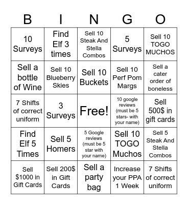 Win Shoes in December Bingo Card