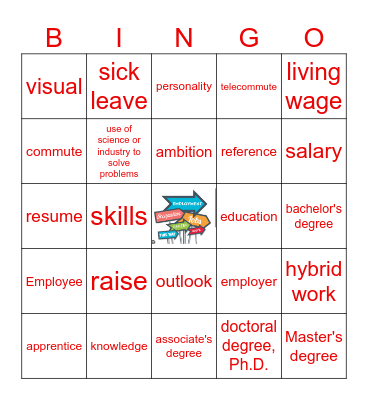 Study Skills: Career Vocabulary Bingo Card