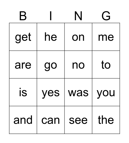 kinder-sight-word-bingo-card