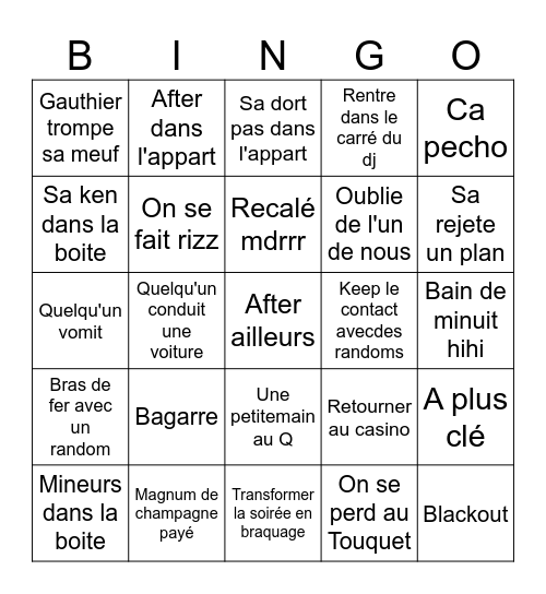 La soirée de merde Bingo Card