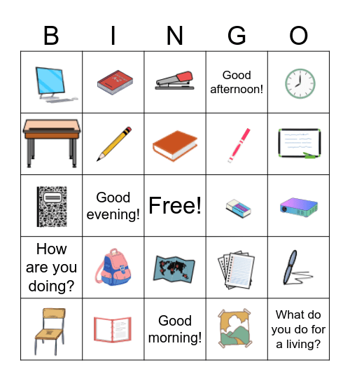 Class Items Bingo Card