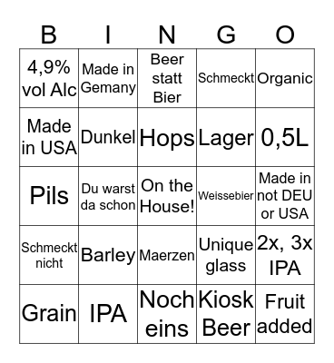 Craft Beer Bingo Card