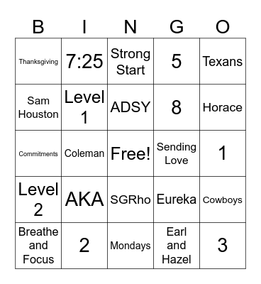 Harris Holiday Bingo Card