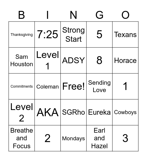 Harris Holiday Bingo Card