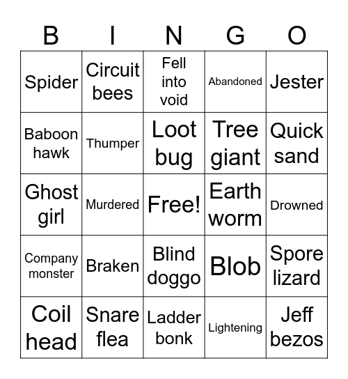 Lethal weapon/GK DIED Bingo Card