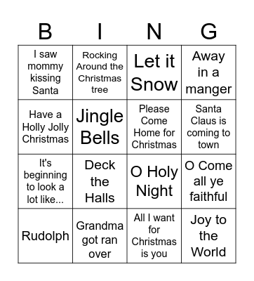 Christmas Music Bingo Card
