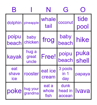Howie Bingo Card