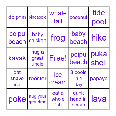 Howie Bingo Card