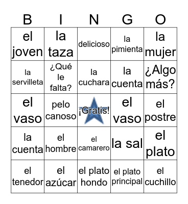 Realidades 5B Bingo Card
