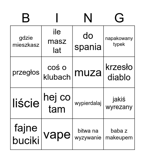 drewniacki ome Bingo Card