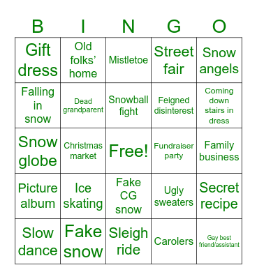 Hallmark Christmas Movie Bingo Card