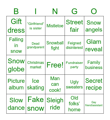 Hallmark Christmas Movie Bingo Card