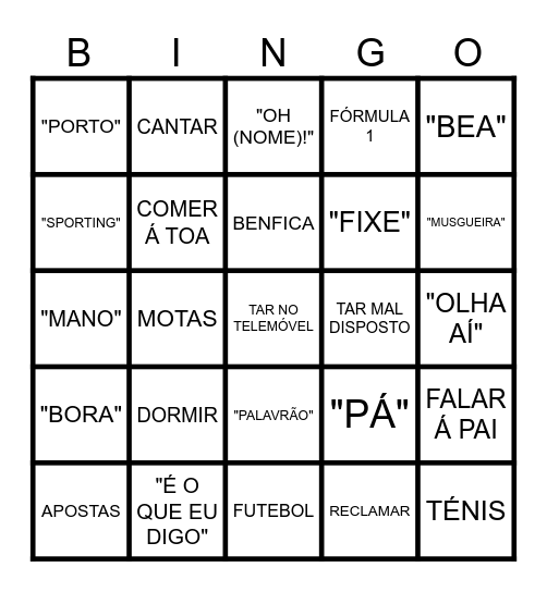 BINGO DO GONÇALO Bingo Card