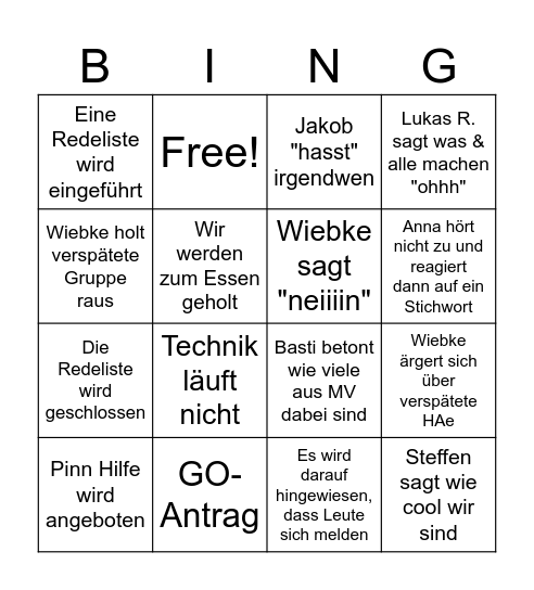 Hauptamt Bingo Card