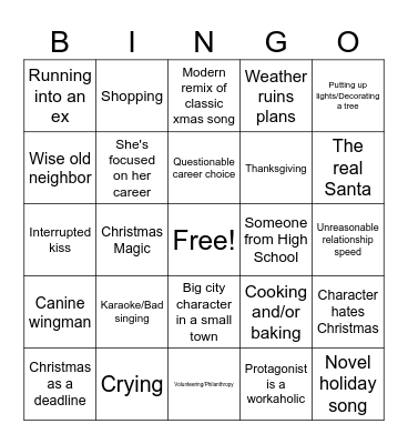 Christmas Movie Bingo Card