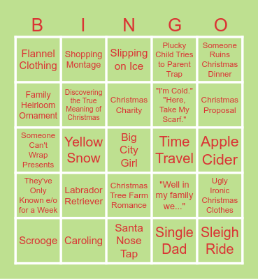 Christmas Movie Bingo Card