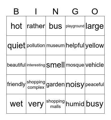 CHAPTER 3 : CHANGING SCENES Bingo Card