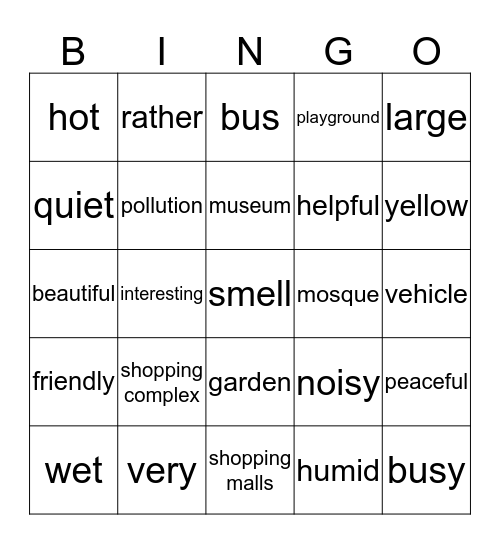 CHAPTER 3 : CHANGING SCENES Bingo Card