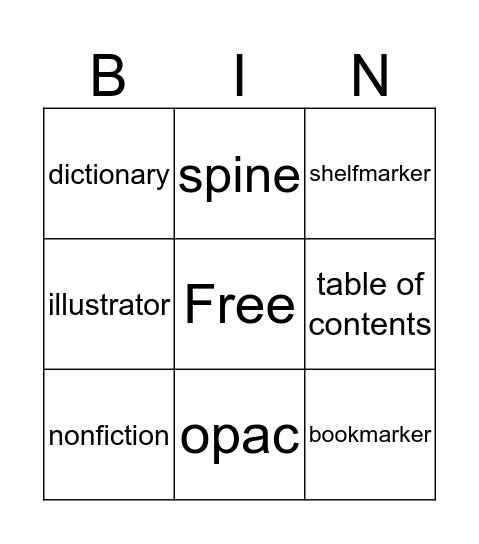 library word wall Bingo Card