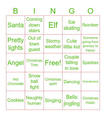 Christmas Movie Bingo Card