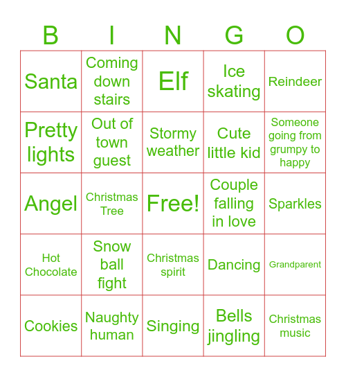 Christmas Movie Bingo Card