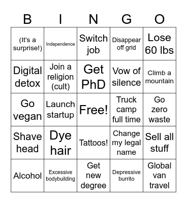 2024 Mental Breakdown Bingo Card