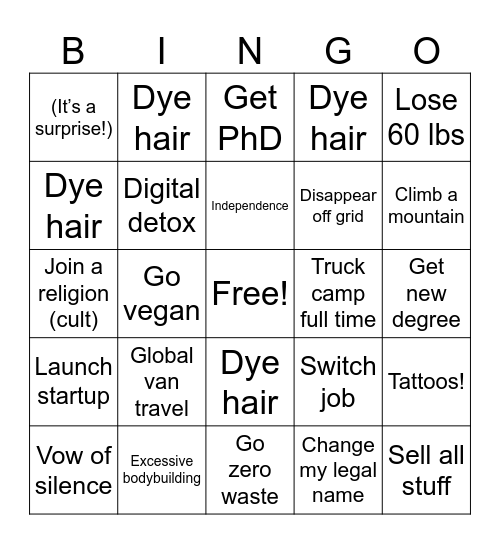 2024 Mental Breakdown Bingo Card