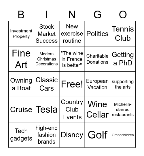 Topics that will come up at the Company Dinner Bingo Card