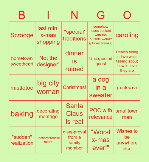 Deck the Hall-mark Bingo Card