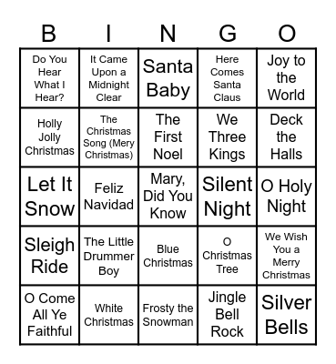 Christmas - Name that Tune 2 Bingo Card