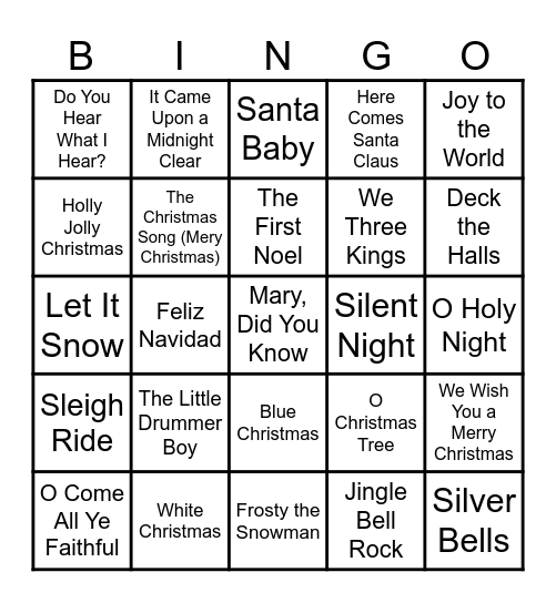 Christmas - Name that Tune 2 Bingo Card