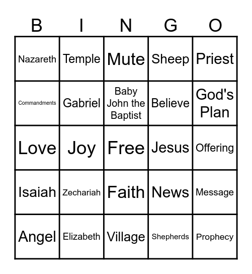 Bible Bingo Card