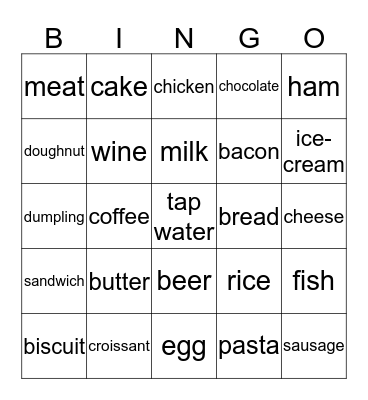 FOOD AND DRINKS Bingo Card