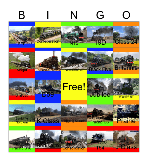 Lots and Lots of Loud Steam Locomotives Bingo Card