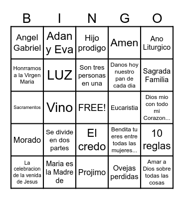 Dios y Yo Bingo Card