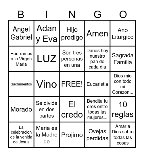 Dios y Yo Bingo Card