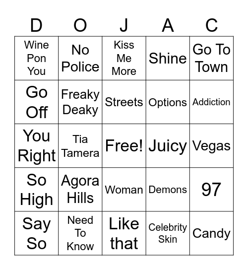 DOJA BINGO Card