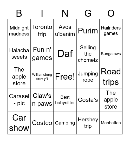 Untitled Bingo Card