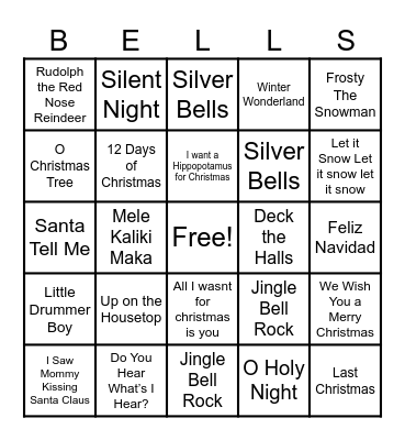 Christmas Music Bingo Card