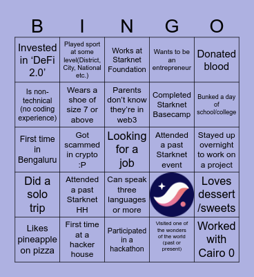 Starknet Hacker House India Bingo Card