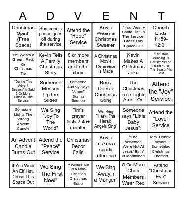 Month of Advent Bingo (Good Until Dec 24) Bingo Card