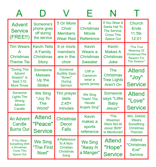 Month of Advent Bingo (Good Until Dec 24) Bingo Card