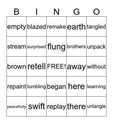 2nd Grade Lesson 24  Bingo Card